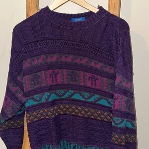 RARE Pendleton LOBO Purple and Teal Tribal Sweater
